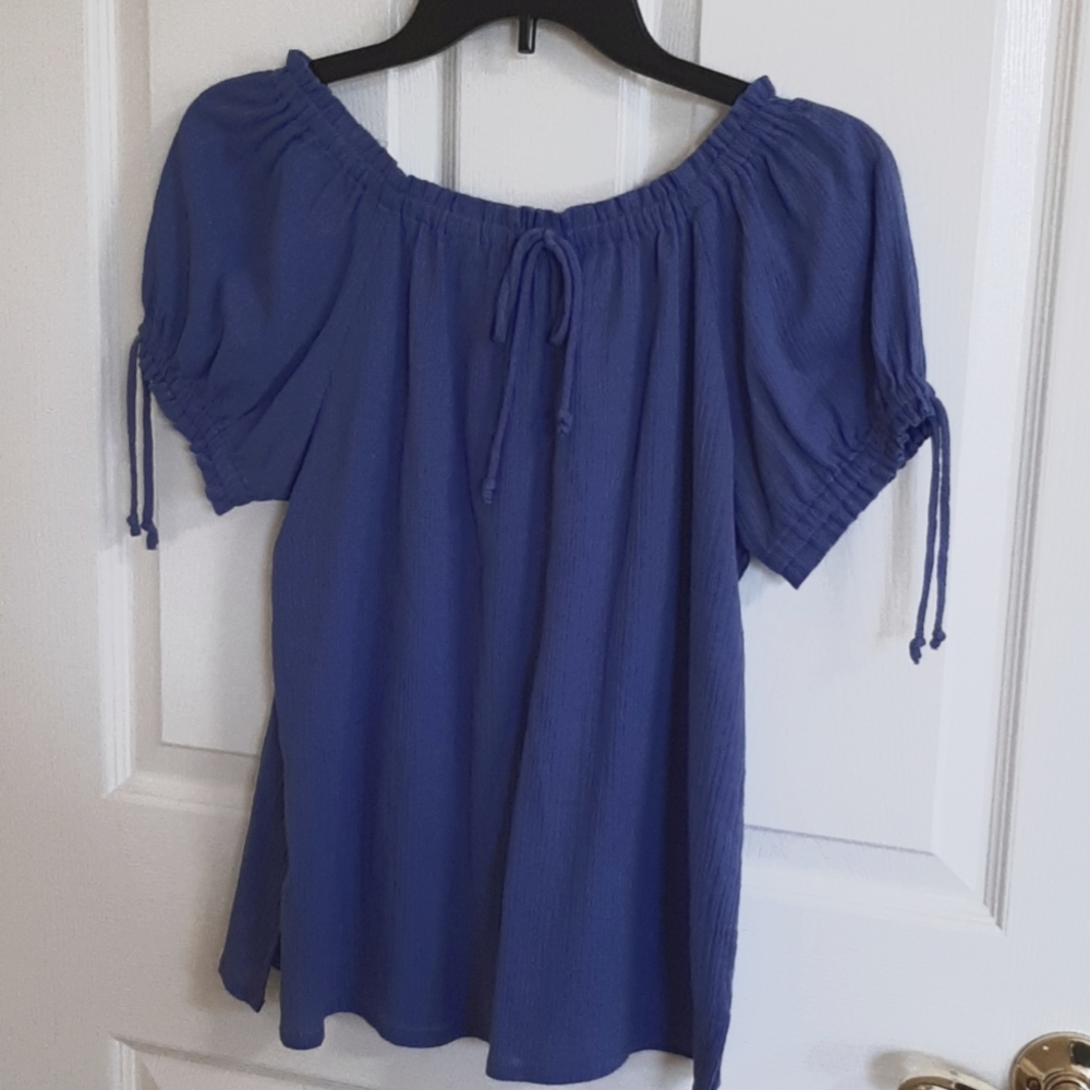 Blue/purple off the shoulder blouse